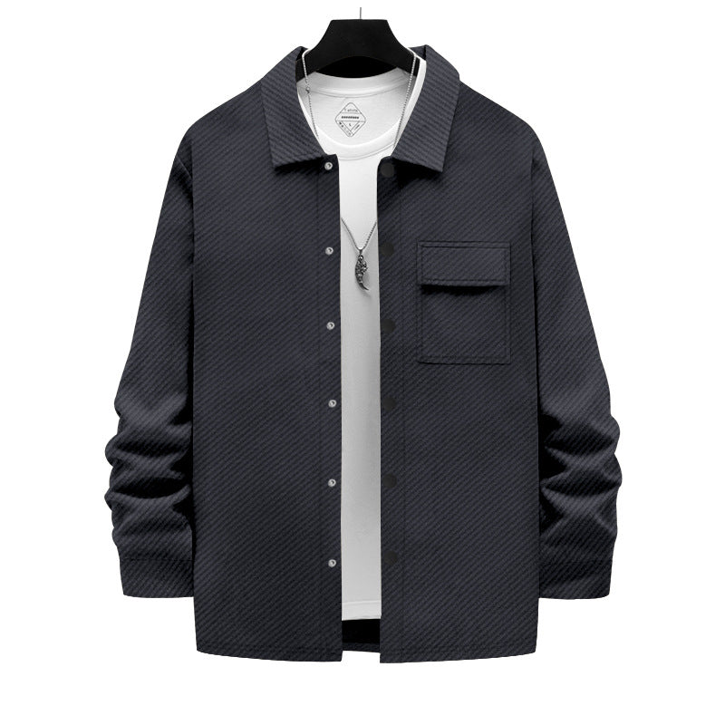 Herren lässige Freizeitjacke mit strukturiertem Design und praktischen Taschen EB
