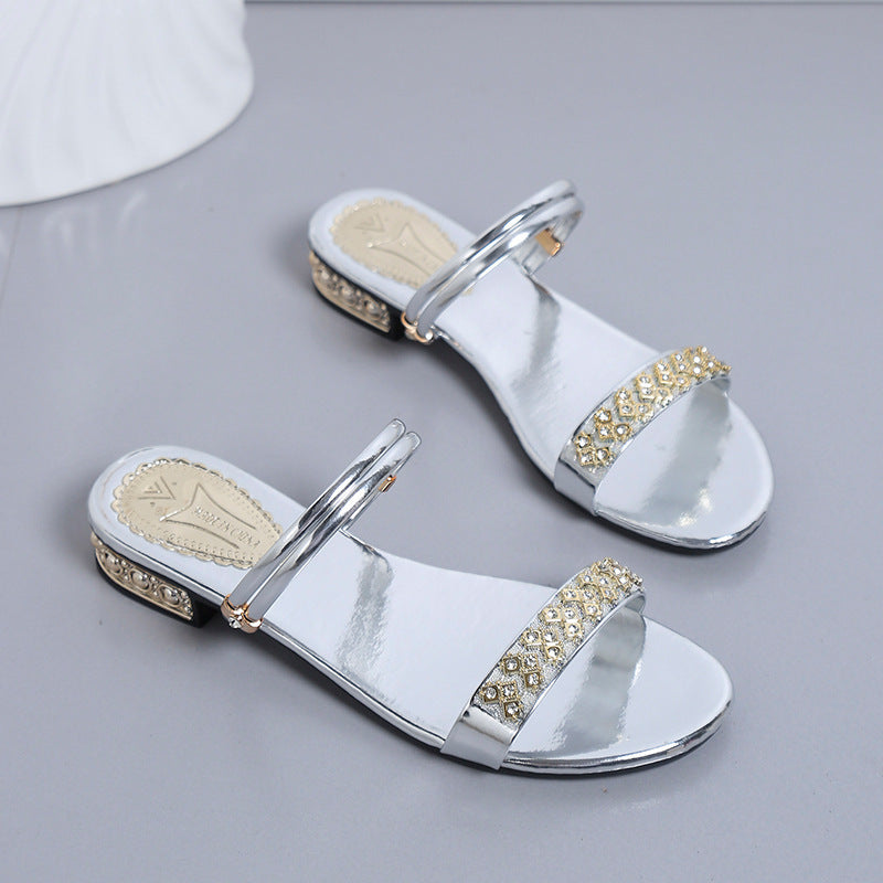 Damen Glitzernde Riemchen-Sandalen mit eleganten Verzierungen EB