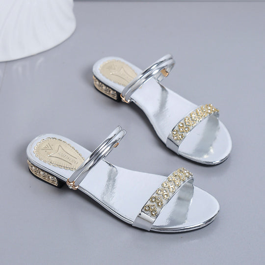 Damen Glitzernde Riemchen-Sandalen mit eleganten Verzierungen EB