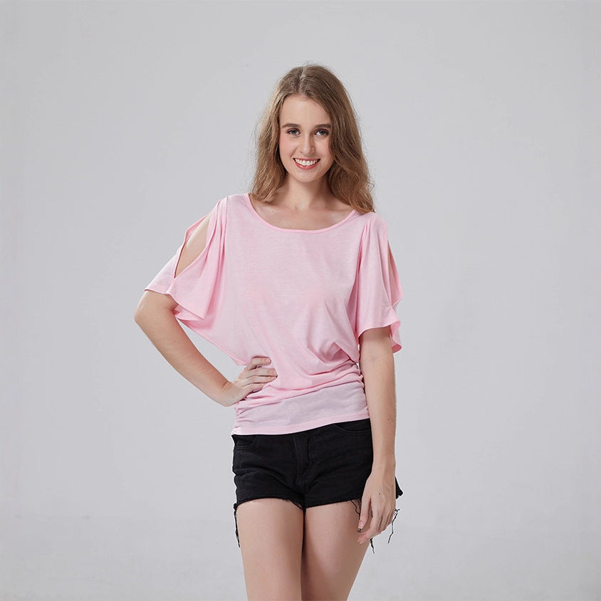 Damen lässiges Oversized-T-Shirt mit raffinierten Rüschendetails EB
