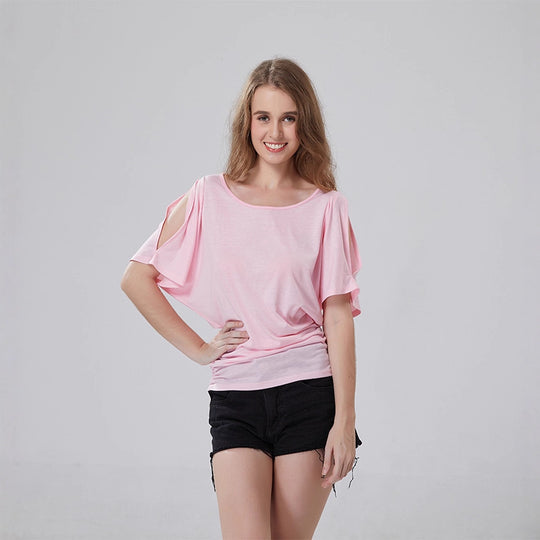 Damen lässiges Oversized-T-Shirt mit raffinierten Rüschendetails EB