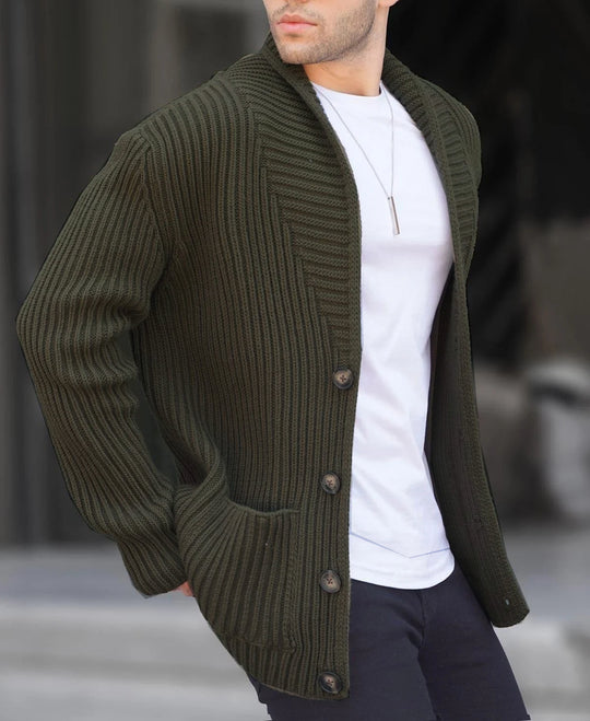 Herren Strickjacke mit tiefem Ausschnitt und knöpfen EB