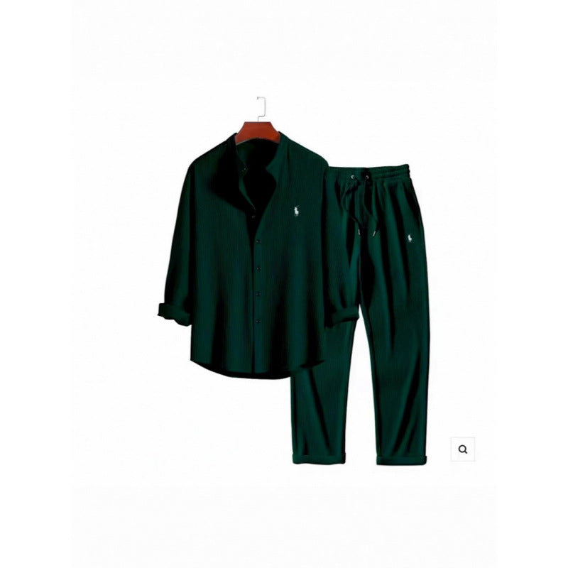 Damen Schlafanzugset mit elegantem Hemd und bequemen Hosen EB