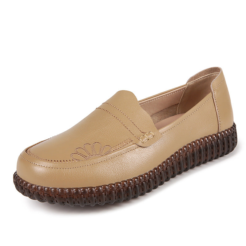 Damen Mokassins aus hochwertigem Leder mit rutschfester Sohle und elastischen Einsätzen EB