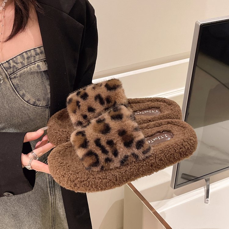 Damen Flauschige Hausschuhe mit tierischem Muster EB