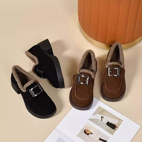 Damen Bequeme Stiefeletten mit komfortablem Innenfutter und dekorativem Schnallenverschluss EB