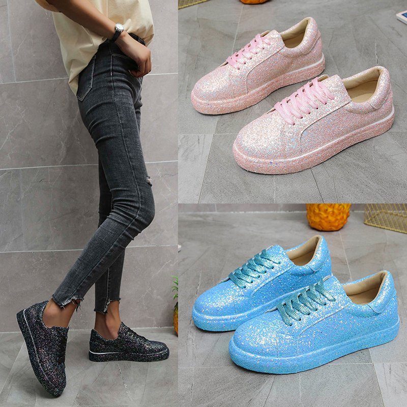 Damen Glitzernde Freizeit-Sneaker mit atmungsaktiver Sohle und rutschfestem Design EB