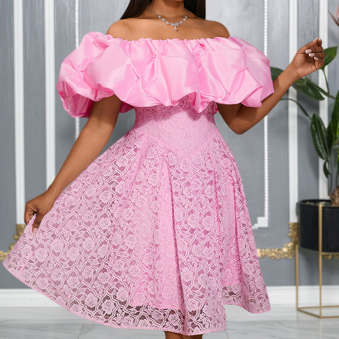 Damen Cocktailkleid mit voluminösem Rüschensaum EB