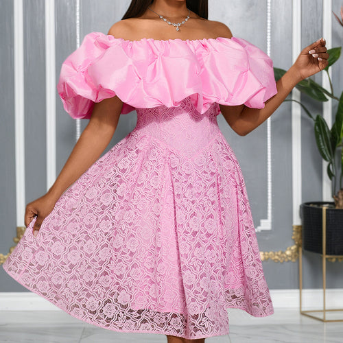 Damen Freizeitkleid mit schulterfreiem Volant EB