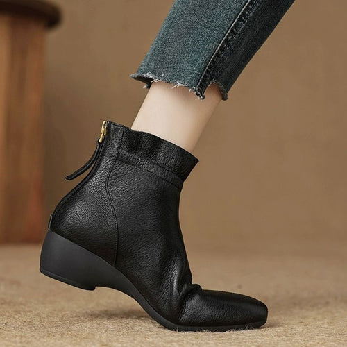 Damen Elegante Ankle Boots mit Rüschenrand und seitlichem Reißverschluss EB