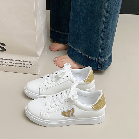 Damen Sneakers mit Glitzerelementen und Herzmotiv EB
