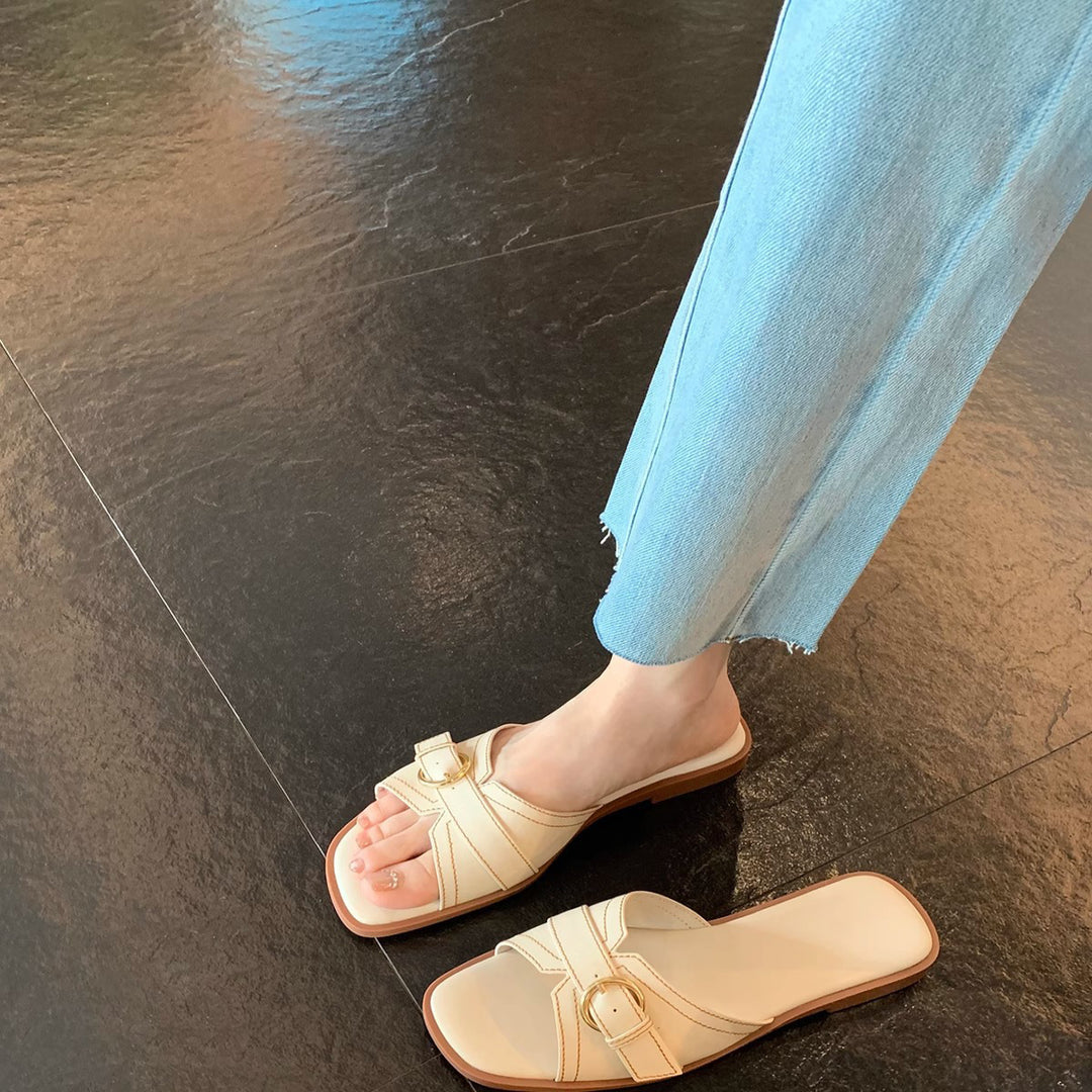 Damen elegante Schlappen mit modischem Schnallen-Design EB