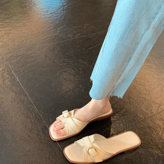 Damen elegante Schlappen mit modischem Schnallen-Design EB