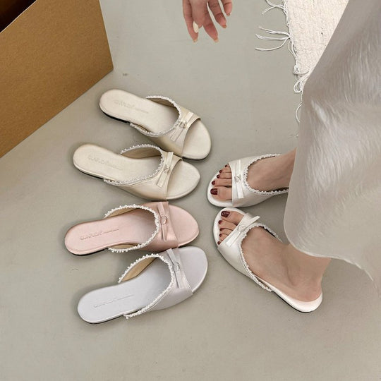 Damen elegante Sandalen mit zarter Schleifenverzierung EB