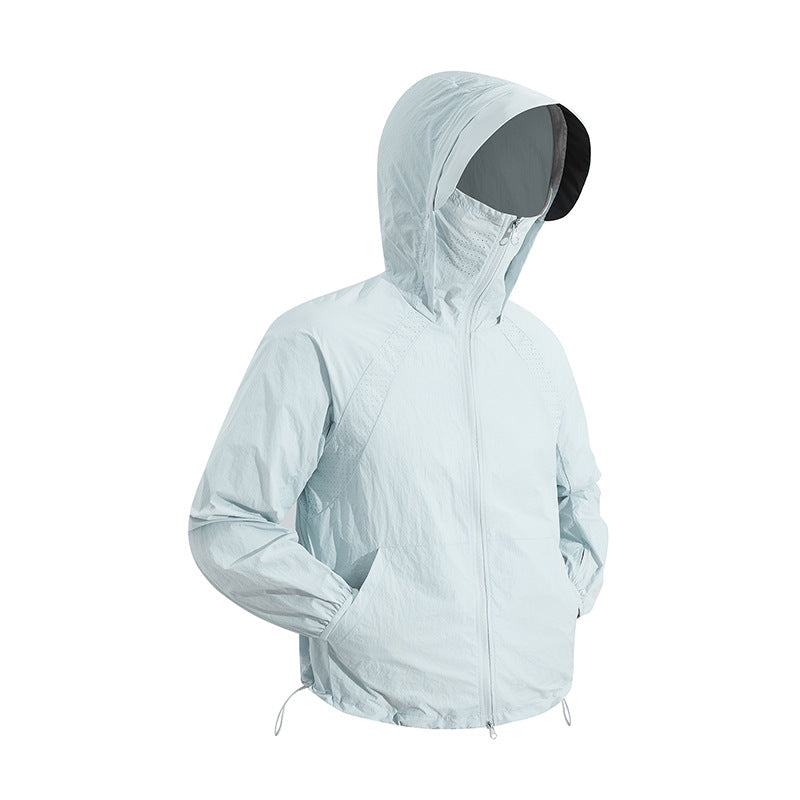 Unisex nan leichte wind- und wasserabweisende Kapuzenjacke mit verstellbarem Saum und Packsack EB