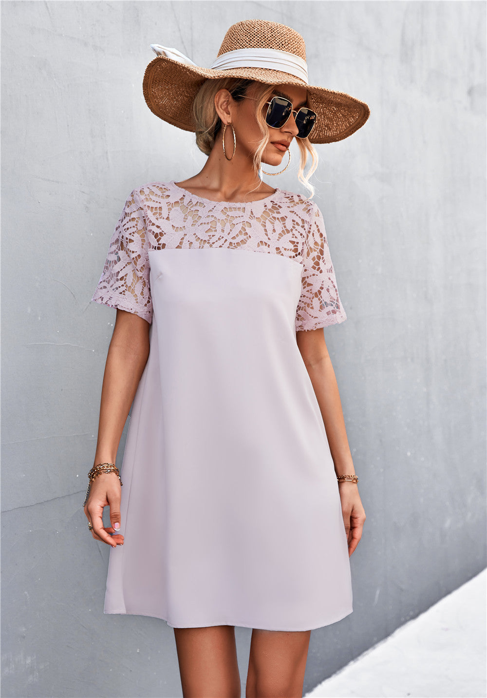 Damen Kleid mit Spitzenärmel EB