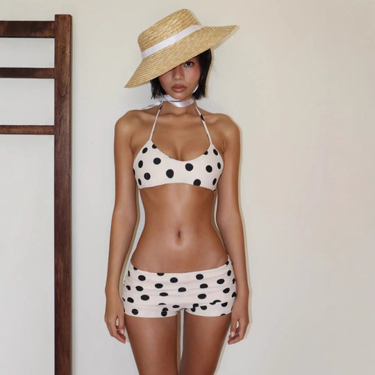 Damen Bikiniset mit verspieltem Punktedesign und eleganten Bindeträgern EB