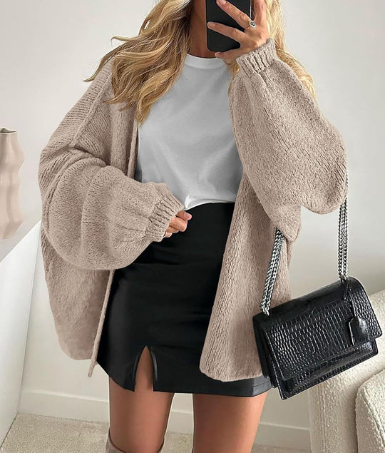 Damen Gemusterter Cardigan aus weichem Kuschelmaterial EB