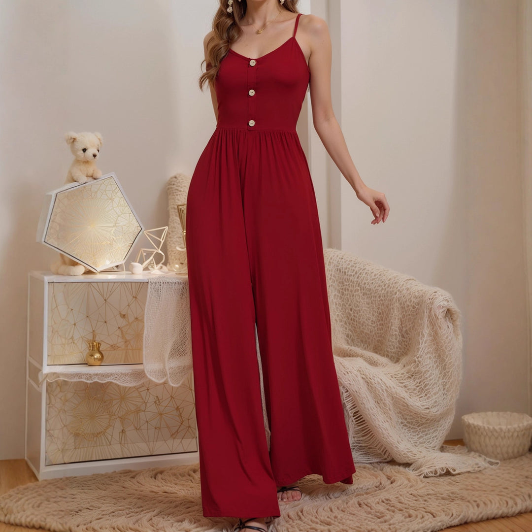 Damen Jumpsuit mit knöpfbarem Oberteil und weitem Bein EB