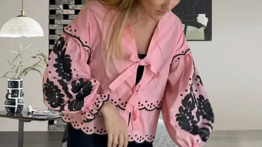 Damen Bluse mit Spitzenaufsatz und lässigem Schnitt EB
