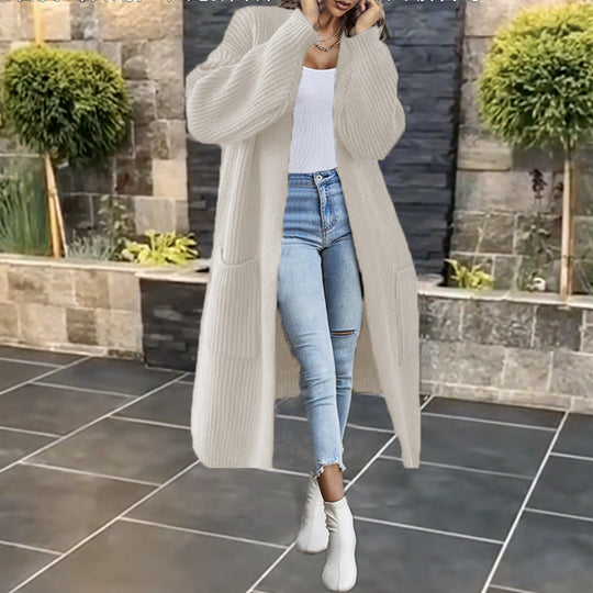 Damen Großer Strickmantel mit tiefen Taschen und lässigem Schnitt EB