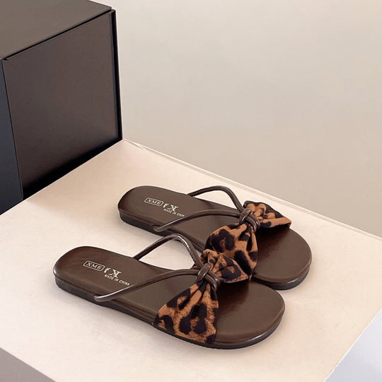 Damen elegante Riemchen-Sandalen mit großem Schleifenakzent EB
