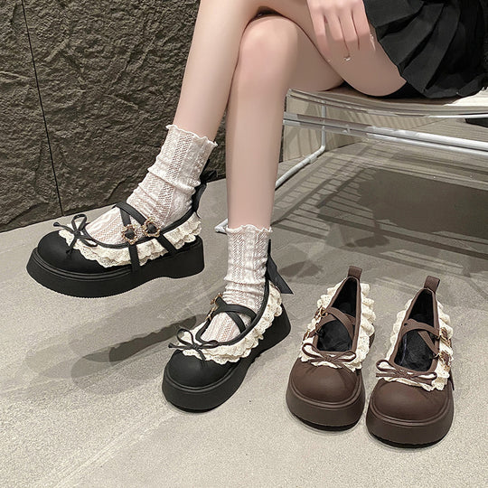 Damen Komfortable Plateau-Mules mit dekorativen Riemen und Schleifen-Detail EB