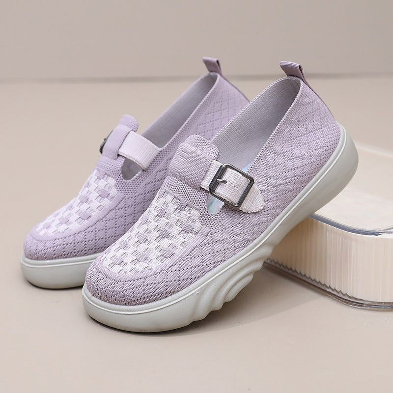 Damen Komfortable Slip-On Freizeitschuhe mit modischem Riemen EB