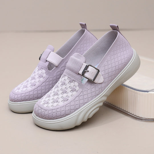 Damen Komfortable Slip-On Freizeitschuhe mit modischem Riemen EB