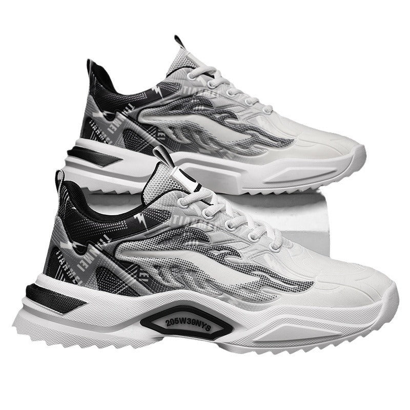 Unisex leichte Fashion-Plateau-Sneaker mit atmungsaktivem Mesh, dynamischem Wellenprint und gepolstertem Einstieg EB