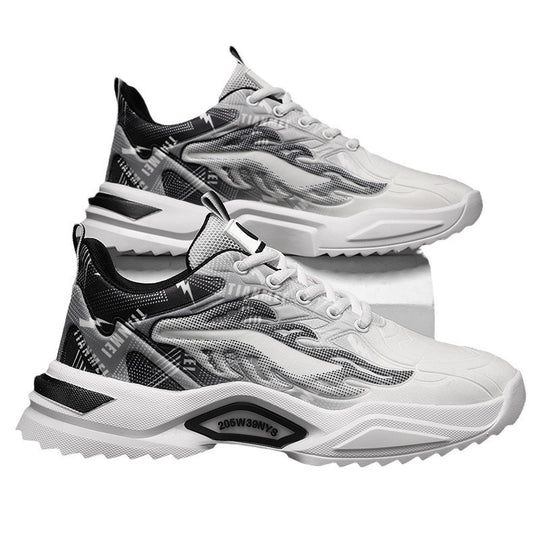 Unisex leichte Fashion-Plateau-Sneaker mit atmungsaktivem Mesh, dynamischem Wellenprint und gepolstertem Einstieg EB