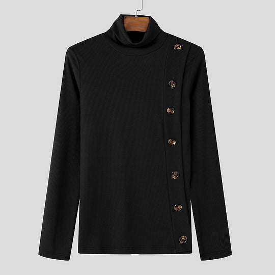 Damen Langarm Rollkragenpullover mit Knopfdetails EB