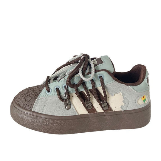 Damen Sportliche Sneakers mit einzigartiger Textur und bequemer Schnürung EB