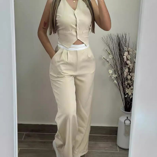 Damen Zweiteiliges Set mit tailliertem Blazer und schicker Hose EB
