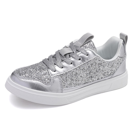 Damen Glitzernde Sport Sneakers mit glattem Obermaterial und rutschfester Sohle EB