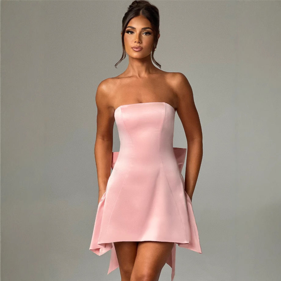 Damen Minikleid im eleganten Bandeau-Stil mit verspieltem Rückendetail EB