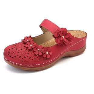 Damen bequeme Clogs mit floralem Dekor und ergonomischem Fußbett EB
