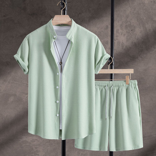 Herren Freizeitoberteil mit bequemen Shorts im strukturierten Design EB