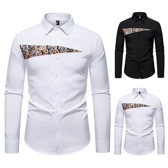 Herren Langarmhemd mit kreativem Paisley-Design EB