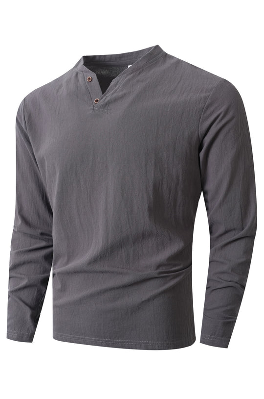 Herren Langarm Shirt mit modischem Henley-Ausschnitt EB