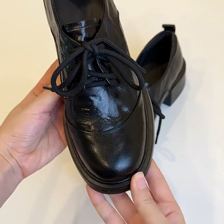 Damen Elegante Komfort-Schnürschuhe mit modischem Blockabsatz EB
