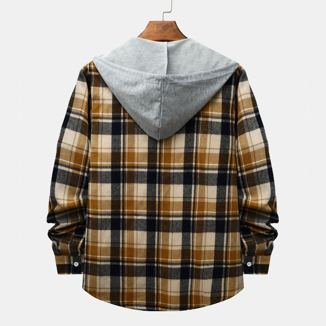 Herren Karierte Hemdjacke mit Kapuze und bequemer Passform EB