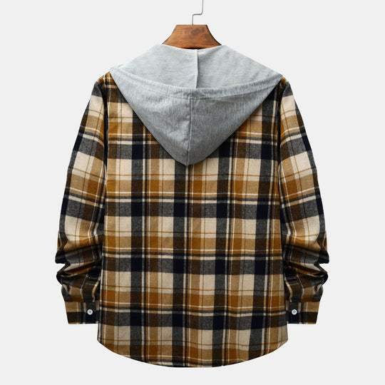 Herren Karierte Hemdjacke mit Kapuze und bequemer Passform EB