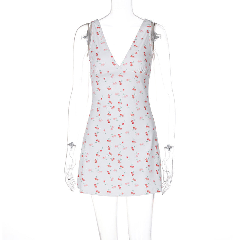 Damen Sommerliches Minikleid mit fröhlichem Kirschmuster EB