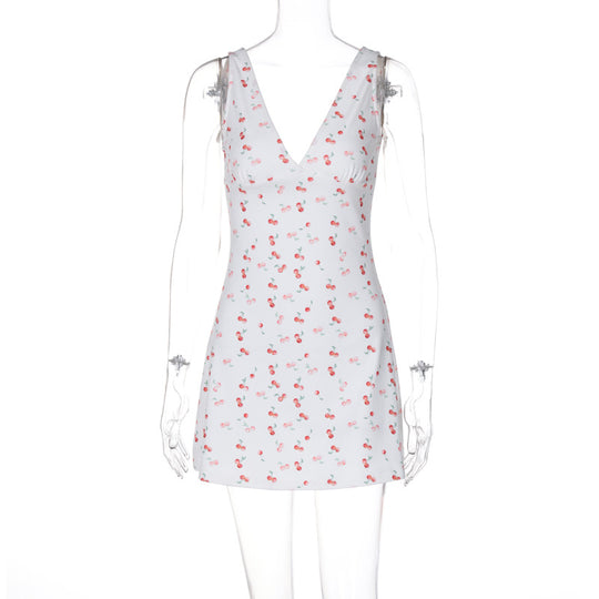 Damen Sommerliches Minikleid mit fröhlichem Kirschmuster EB
