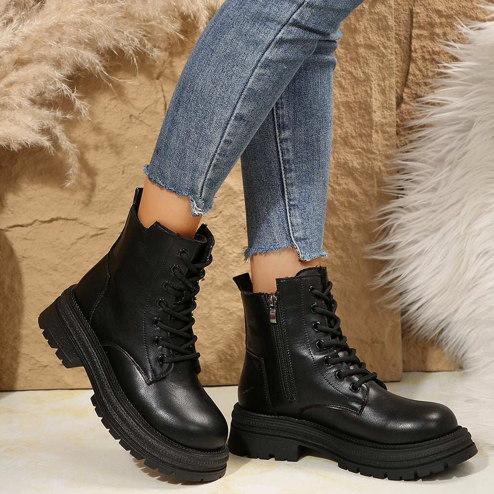 Damen Schnürboots mit robustem Profil und modischem Reißverschluss EB