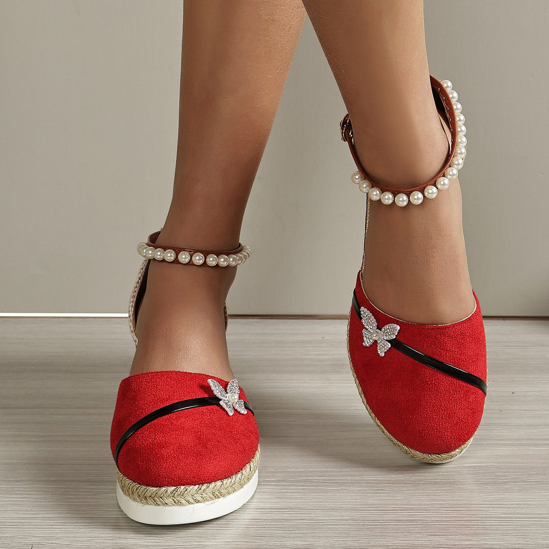Damen Espadrilles mit funkelnden Schmetterlingsapplikationen EB