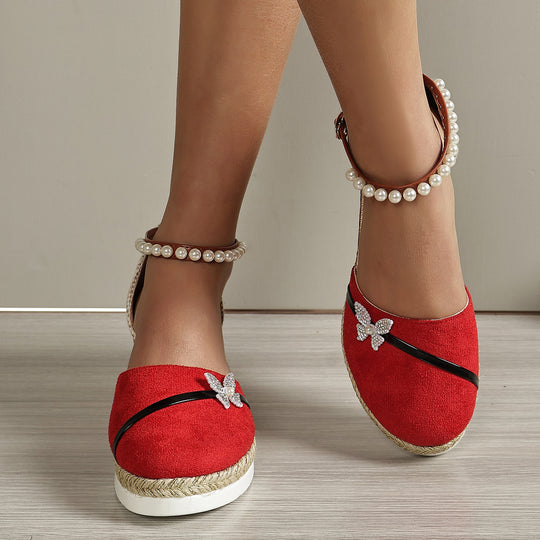 Damen Espadrilles mit funkelnden Schmetterlingsapplikationen EB