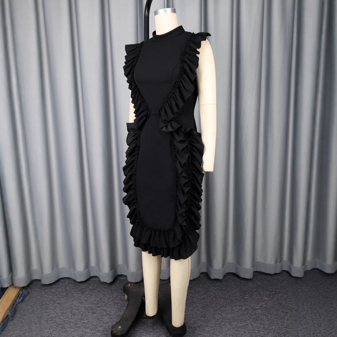 Damen figurbetontes Kleid mit Rüschendetails EB