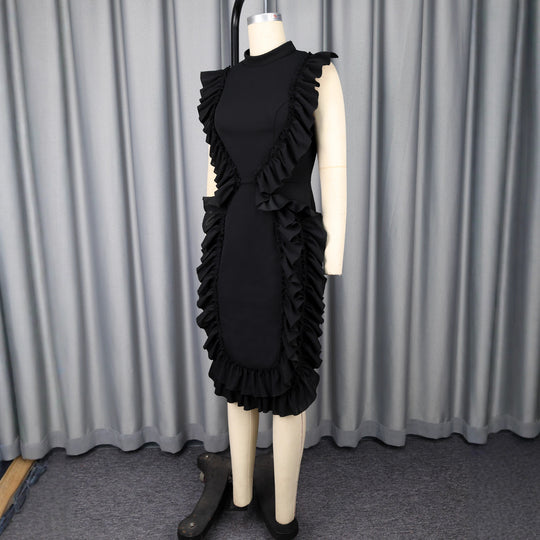 Damen figurbetontes Kleid mit Rüschendetails EB